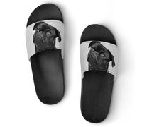JZemdybill Pantuflas antideslizantes, deslizadores de lobo gris para hombres y mujeres, toboganes de ducha, Estilo negro 9, 42 1/3 EU