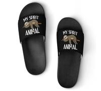 JZemdybill Pantuflas de ducha, deslizadores con patrón de camuflaje para hombres y mujeres, sandalias antideslizantes, Black My Sprirt Animal Sloth, 39 2/3 EU