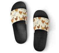 JZemdybill Pantuflas de ducha, deslizadores de plátanos de dibujos animados para hombres y mujeres, sandalias antideslizantes, Black a Brood of Chickens, 46 EU