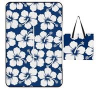 JZemdybill Tapete de picnic con cremallera, manta de picnic estilo hawaiano de flores, alfombras para exteriores, 150 cm x 100 cm