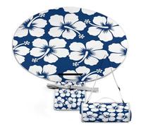 JZemdybill Tapete de picnic, manta redonda de estilo hawaiano con flores, para exteriores, 149 cm x 148 cm