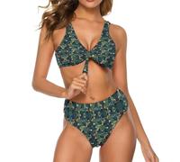 JZemdybill Traje de baño para mujer, conjunto de bikini My Sprirt Animal Sloth, traje de baño de dos piezas, Palmera hawaiana, XL