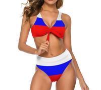 JZemdybill Traje de baño para mujer, conjunto de bikini My Sprirt Animal Sloth, traje de baño de dos piezas, Bandera de Rusia, M
