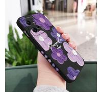 JZFDCLF Funda de Silicona líquida con diseño de Flores moradas para Xiaomi Redmi Note 14, 13, 12, 12S, 11, 11S, 10, 10T, 10S, 9, 9S, 8, 7 Pro Plus 4G y 5G, Color Negro, para Note 13 ProPlus