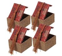 JZFOACHR 1 Jeu Boîte à Bijoux Boite Bague Boîtes de Rangement Pour Bracelets Conteneur de Bijoux étuis de Rangement Pour Bijoux Coffret à Bijoux Décatif En Tissu 4 pièces