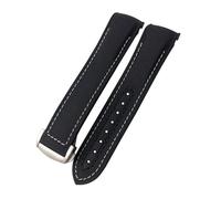 JZFOACHR 20 mm de 21 mm 22 mm Pulsera de reloj para Omega 300 Seamaster 600 Planeta Océano plegable Correa de hebilla Nylon Silicona Fluorine Reloj de goma