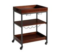 JZFOACHR Almacenamiento de la Cocina Carry de 3 Niveles, Carro de Barra de la Isla de Cocina con Soporte de Vidrio y Estante de Vino, Muebles de Cocina Organización de Cocina (un marrón) (un marrón)