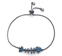 JZFOACHR Ambir de circón Blue Fish Bone Charm Fashion Fashion Fashion Ajustable Amistad Pulsera de Regalo para Mujeres