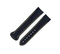 JZFOACHR Banda de reloj de extremo curvado de 20 mm para correa omega AT150 300 Planeta Ocean de Ville Black Yellow Line High Density Nylon Cow Watchs Watchs