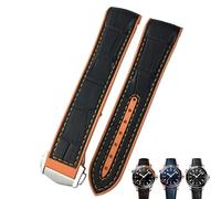 JZFOACHR Bandas de reloj de cuero de vaca de 22 mm de 22 mm para 300 Speedmaster de Ville Reloj Correa para hombres Brazelet Point Hebilla para hombre mujer