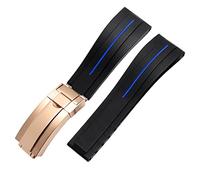 JZFOACHR Bandas de reloj de silicona de goma de 20 mm de 20 mm de 20 mm para cualquier marca de marca Strap de hebilla plegable de acero inoxidable Sports de banda de marca