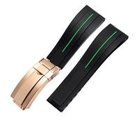 JZFOACHR Bandas de reloj de silicona de goma de 20 mm de 20 mm de 20 mm para cualquier marca de marca Strap de hebilla plegable de acero inoxidable Sports de banda de marca