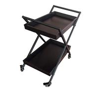 JZFOACHR Carrito de Bar Rolling, Carrito utilitario, Carrito de Servicio con 2 estantes, Carro de Bar de Almacenamiento de té/Vino con 4 Ruedas y Soporte de Copa de Vino, Ideal para Cocina, Hotel o