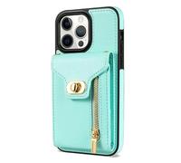 JZFOACHR Case de Billetera para iPhone 16 Pro Max/16 Pro/16 Plus/16, Crossbody Zipper Case con una Gran Cubierta de Cuero de Moda con Tarjetas espaciales, Purple, 16