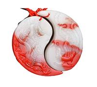 JZFOACHR Colgante Natural Hetian Caiyu/Par de Gallo Dorado Dragón de Sangre Fénix Jade Colgante/Amuleto Reiki para Hombres y Mujeres/Cumpleaños, Navidad, Regalo del día de San Valentín