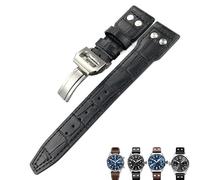 JZFOACHR Correa de cuero de 20 mm de 21 mm Bandilla de reloj marrón azul negro para IWC Pilot Mark Portugieser Portofino For Men Bracelet