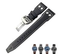 JZFOACHR Correa de cuero de 20 mm de 21 mm Bandilla de reloj marrón azul negro para IWC Pilot Mark Portugieser Portofino For Men Bracelet