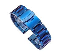 JZFOACHR Correas de muñeca Blue Watch Band Band Brazet Reloj Straps Accesorios para vigilancia de banda de acero inoxidable para mujeres Hombres (Tamaño: 24 mm)