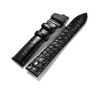JZFOACHR Correas de relojes elegantes y elegantes para hombres para hombres, bandas de muñeca impermeables de cuero de cocodrilo Men absorbe sudor correa de reloj amigable para la piel con hebilla de