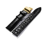 JZFOACHR Correas de relojes elegantes y elegantes para hombres para hombres, bandas de muñeca impermeables de cuero de cocodrilo Men absorbe sudor correa de reloj amigable para la piel con hebilla de