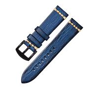 JZFOACHR Correas de relojes elegantes y elegantes para hombres para hombres, correa de cuero de vegetales de color vintage Correa de cuero, una banda de reloj cómoda (negro azul, 18 mm), 18 mm, ágata
