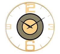 JZFOACHR Decorar Reloj de Pared Hogar Sala de Estar Reloj de Pared Moderno Reloj de Metal Pared de Metal Redonda de batería Que funcione en Silencio para la Oficina (Dorado)