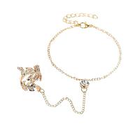 JZFOACHR Delicada Cadena de Pulsera de Anillo de Dedo para Mujeres adornamiento de Manos de Moda