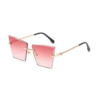 JZFOACHR Gafas de Sol de Moda sin Marco con Forma de Ojo de Gato, para Mujer extraña, Gafas de Sol de Playa (Color: D)