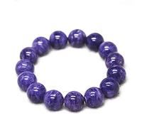 JZFOACHR Genuino Purple Natural Charoite Gemstone Crystal Round Bead Fashion Woman Lady Bracelet 9 mm-14 mm