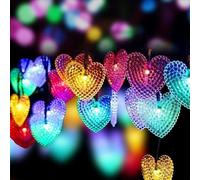 JZFOACHR Luces de Cuerda Solar jardín al Aire Libre, en Forma de corazón Impermeable 30 ledes de jardín de luz Decorativa para Fiestas de Boda en casa Decoraciones de árboles de Navidad