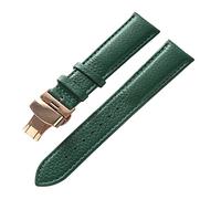 JZFOACHR Men lychee patrón suave y colorido correa de reloj de cuero genuino con accesorios de reemplazo de hebilla de mariposa de liberación rápida (verde pálido, 15 mm), 15 mm, ágata