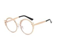 JZFOACHR Nuevas Gafas de Sol 2025 Tallado Retro de Flores Redondas Anti Azul Gamás Ligero Marco Vintage Metal General Reading