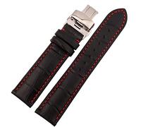 JZFOACHR Para cualquier banda de vigilancia de la correa de cuero genuina de la marca negro con punto de observación de puntadas rojos 18 mm de 19 mm 20 mm 22 mm 22 mm 23 mm de vigilancia de 24 mm.