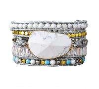 JZFOACHR Pulsera, brazalete turquesa blanco natural irregular, joyas de cuentas trenzadas ajustables de múltiples capas para WO