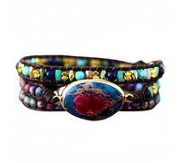 JZFOACHR Pulsera de piedra azul ovalada con cuentas, joyas de cuentas trenzadas ajustables de múltiples capas para wo para wo