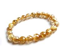 JZFOACHR Pulsera estirada de cuentas redondas de cuarzo amarillo natural de 9 mm AAA AAA