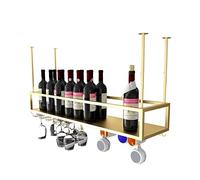 JZFOACHR Ratchs de vinos Tope de Techo Soporte de Botella de Vino Colgante, Estante de Hierro de Vidrio de champán, Altura Ajustable, Unidad de Barra Estante de Almacenamiento de estantes flotantes,