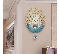 JZFOACHR Reloj de Pared, Reloj de Pared Doble de Pavo Real con un péndulo oscilante Que cuelga la Pared, Elegante Reloj de Cuarzo silencioso en la Pared, Que se USA para Decorar para la Sala de Estar