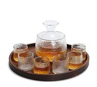 JZFOACHR Sea Juego de Taza, Tazas de cerámica, Copas de Vino de Manualidades, 7 Piezas, Seta de Calentador con 4 Tazas de Sake, Vaso de Vino para Servicio de cálido/frío
