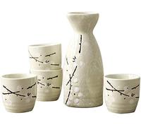 JZFOACHR Set Set Pottery de 5 Piezas Copa de Sake Set Pinteado a Mano Parterina Cerámica Cazas de cerámica Casas de Vino, Rosa Blanco