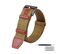 JZFOACHR Vintage Nylon y Genuine Leather Supling Band Watch Banda Breatable Anti-Sweat Watch Strap para reloj de cuarzo de marcación
