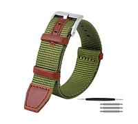 JZFOACHR Vintage Nylon y Genuine Leather Supling Band Watch Banda Breatable Anti-Sweat Watch Strap para reloj de cuarzo de marcación