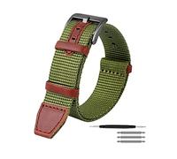 JZFOACHR Vintage Nylon y Genuine Leather Supling Band Watch Banda Breatable Anti-Sweat Watch Strap para reloj de cuarzo de marcación
