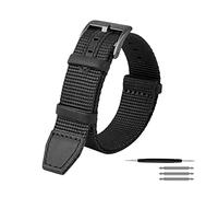 JZFOACHR Vintage Nylon y Genuine Leather Supling Band Watch Banda Breatable Anti-Sweat Watch Strap para reloj de cuarzo de marcación