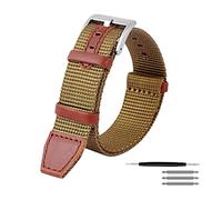 JZFOACHR Vintage Nylon y Genuine Leather Supling Band Watch Banda Breatable Anti-Sweat Watch Strap para reloj de cuarzo de marcación