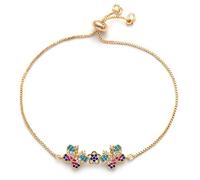 JZFOACHR Zirconia múltiple de lujo de circonía cúbica de múltiples mariposas y pulsera de encanto de flores Cadena de resbaladizas Joyas para damas de damas
