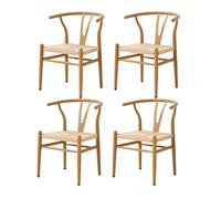 JZGORC Juego de 2 Silla de Comedor Tejida Moderna, Cojín de ratán, Patas de Metal Negro, Adecuada para Comedor, Sala de Estar, Cocina （Estructura de Metal Color Roble）