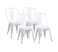 JZGORC Juego de 4 Sillas de Comedor de Estilo Industrial Retro, Aspecto de Metal, Diseño Apilable, Sillas para Pestaurantes, Bistrós, Cafeterías, Bodas en el Jardín - Blanco