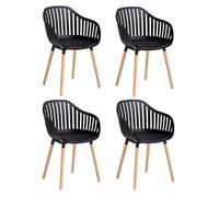 JZGORC Juego de 4 Sillas de Comedor, Silla de Cocina con Cojines y Reposabrazos de Cuero, Silla con Respaldo Hueco, Adecuada para Sala de Estar, Cocina, Patio - Negro