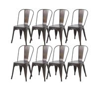 JZGORC Juego de 8 Sillas de Comedor de Estilo Industrial Retro, Aspecto de Metal, Diseño Apilable, Sillas para Pestaurantes, Bistrós, Cafeterías, Bodas en el Jardín - Bronce